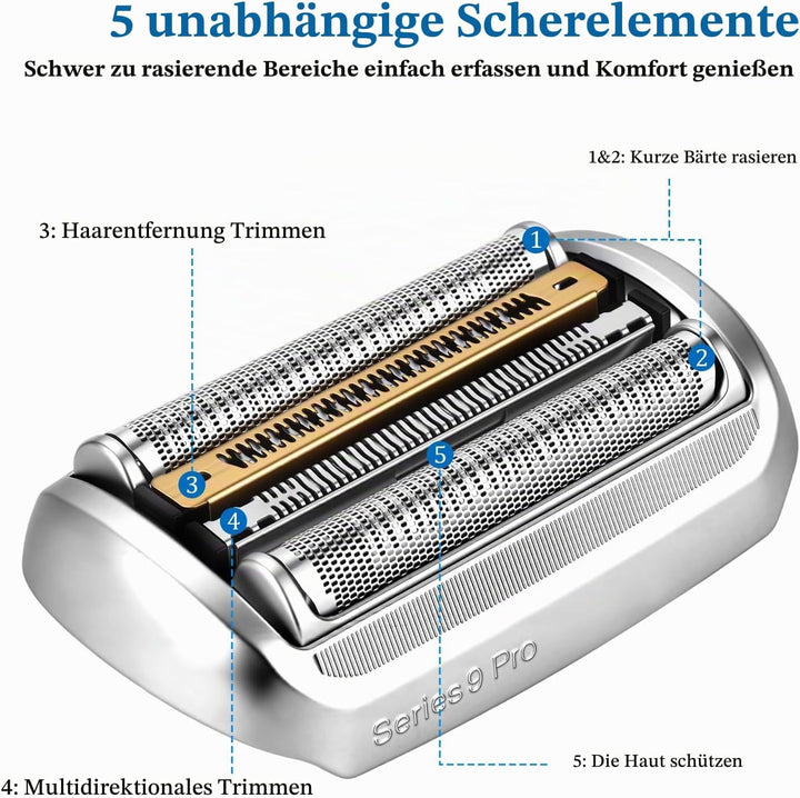 Series 9 Pro Elektrorasierer Scherkopf 94M, Ersatzscherteil für Herren Rasierer Serie 9, Kompatibel