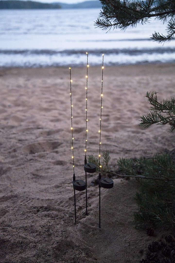 Solarstäbe 3er Set Model Flexy, schwarz, 10 warm weisse LED´s pro Stab, ca. 80 cm hoch