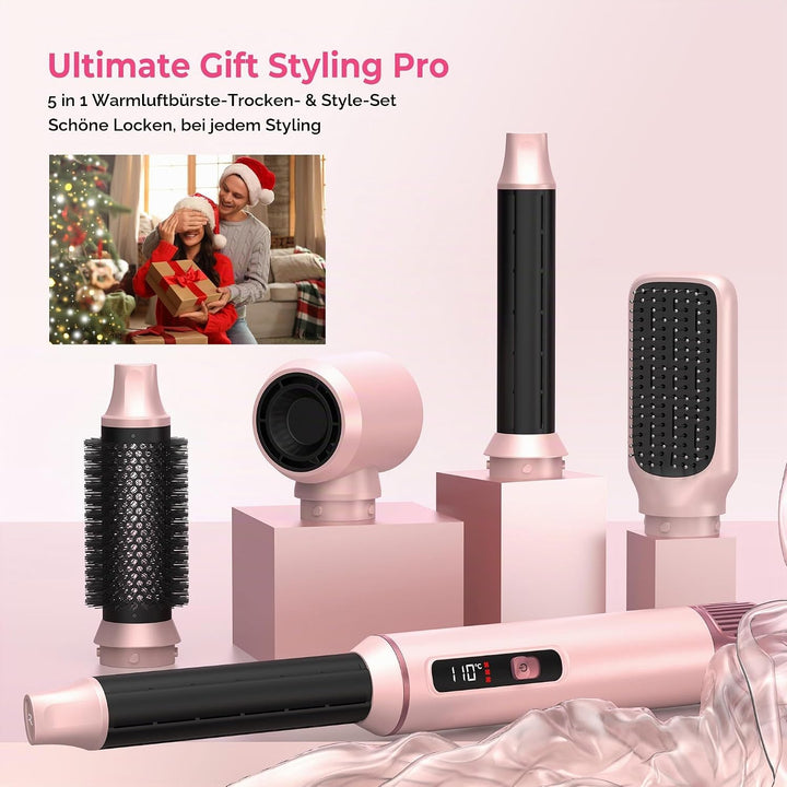 MogaWave Hair styler 5 in 1 Airbrush Haarstyler Air Styler mit LCD-Bildschirm und Temperaturanzeige