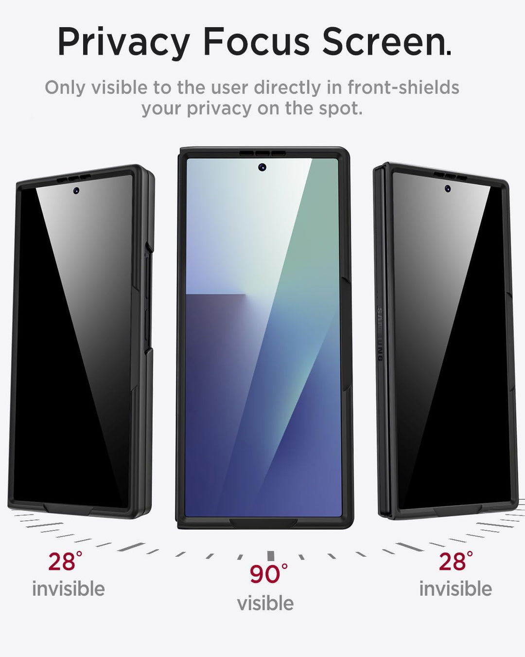Miimall Handyhülle Kompatibel Samsung Galaxy Z Fold 7 mit Hülle mit Displayschutz Privatsphäre, Ultr