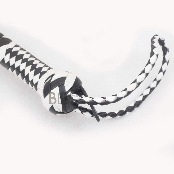 Echte & echte Rindsleder Leder Bullwhip 12 Zöpfe 10 Fuss Bullpeitsche schwarz & weiss