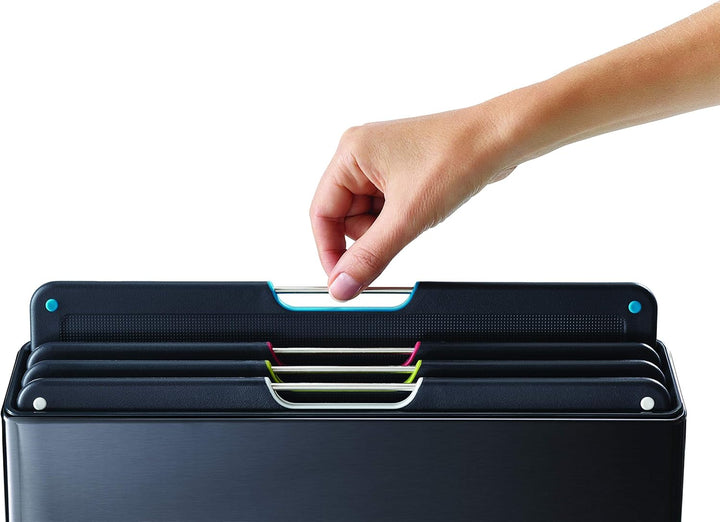 Joseph Joseph Folio Steel 4 Stück Schneidebrett-Set, farbcodierte Anti-Rutsch-Bretter mit Aufbewahru