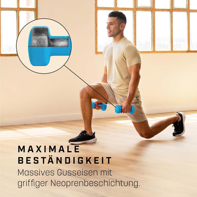 KG Physio Hantelset mit A3-Übungsposter - Neopren Kurzhanteln 2er Set - Fitness Gewichte aus Gusseis