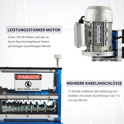 CREWORKS Elektrische Kabelabisoliermaschine 370W Kabelschälmaschine Abisoliermaschine Kabel Abisolie