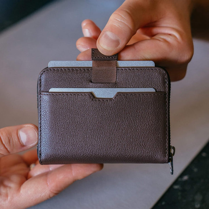 Vaultskin Mayfair Minimalistische Geldbörse aus Leder mit Reissverschluss Kleiner RFID-blockierender