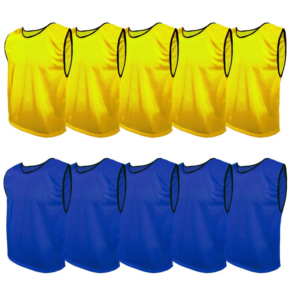 Fussball Leibchen Set 10 Stück: 2 Farben - 5 von jeder Farbe, für Kinder und Erwachsene, Markierungs