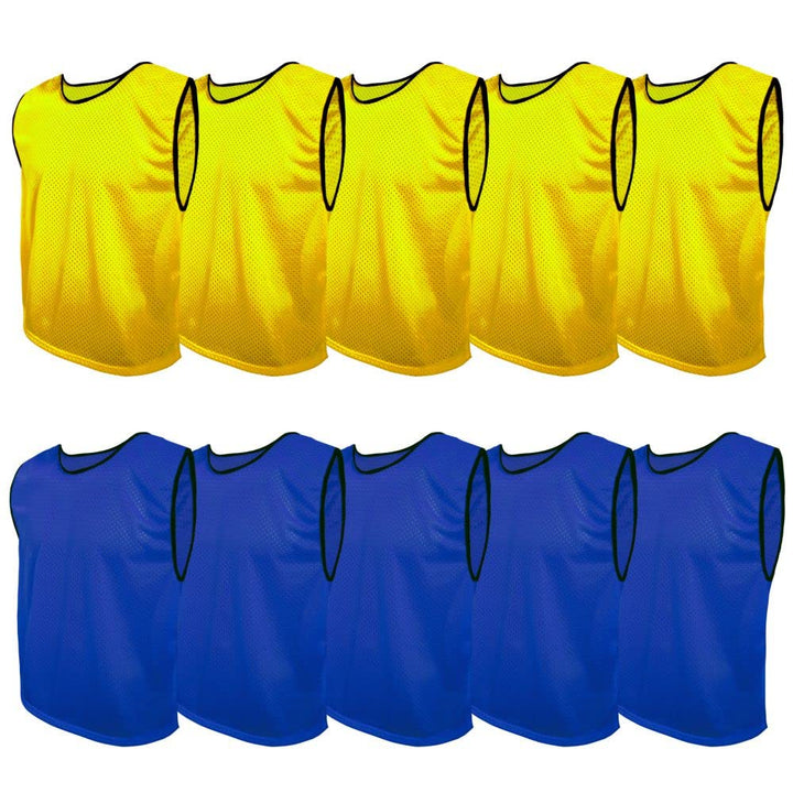 Fussball Leibchen Set 10 Stück: 2 Farben - 5 von jeder Farbe, für Kinder und Erwachsene, Markierungs