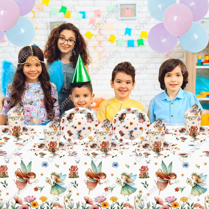 Doyomtoy Schmetterling Partygeschirr Set,61 Stück Märchenhaftes Geburtstag Party Mädchen Feen Geburt