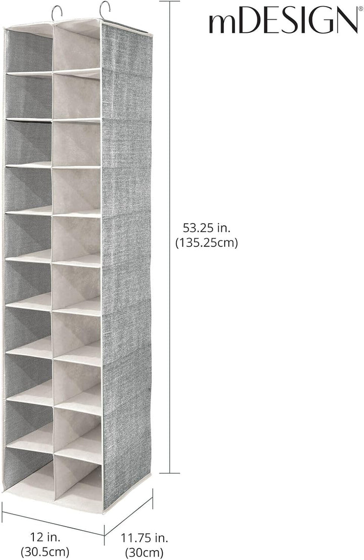 mDesign Hängeaufbewahrung mit 20 Fächern – grosser Hänge Organizer für die Kleiderstange – platzspar