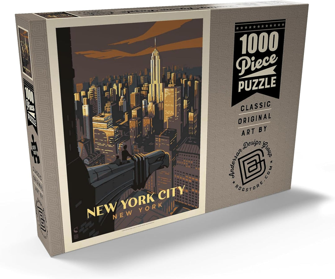 New York City: Eagle's View, Vintage Poster - Premium 1000 Teile Puzzle - MyPuzzle Sonderkollektion