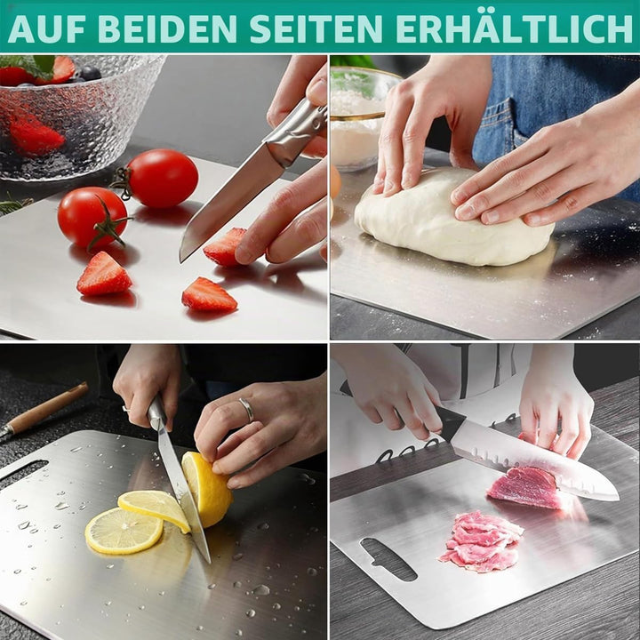 Titan Schneidebrett, 2 Stück Schneidbrett aus Edelstahl, Titanium Cutting Board, Leicht zu Reinigen,