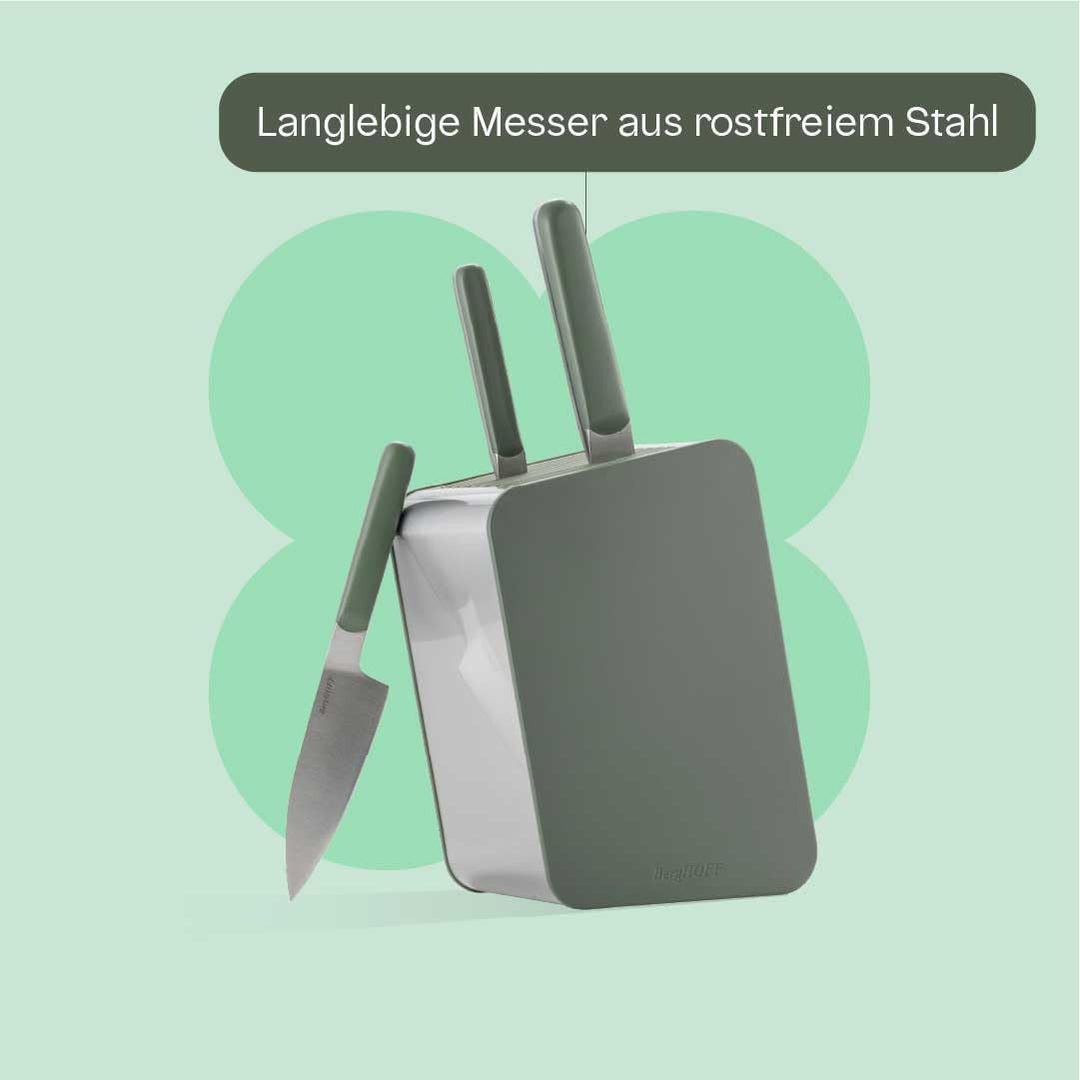 BergHOFF Home Messerblock mit Messer - 6-teilig Messerset mit Block - Küchenmesserset - Küchenmesser
