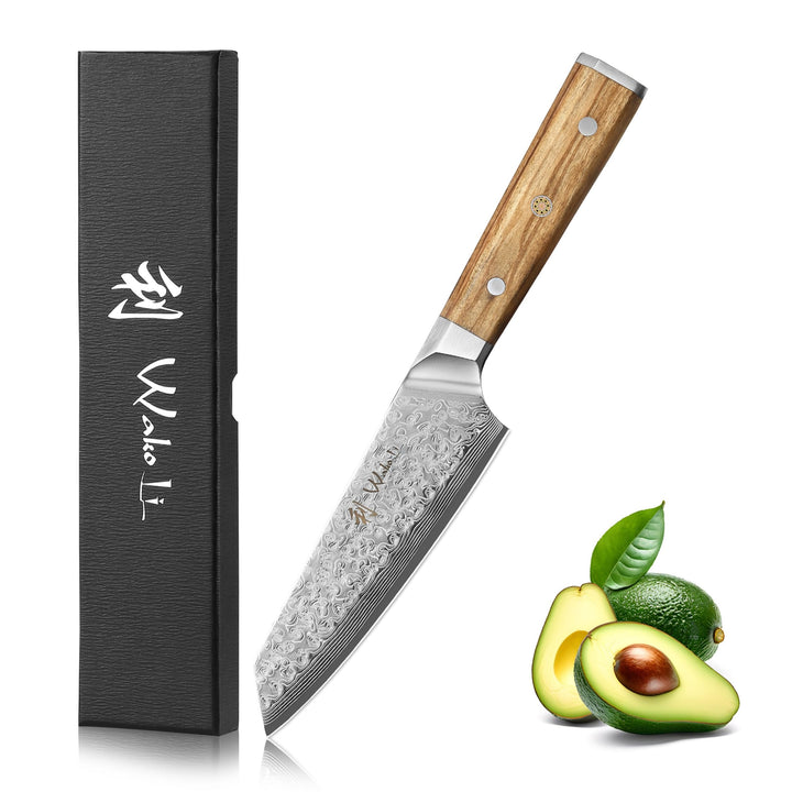 Wakoli Oribu Kiritsuke Kleines Chefmesser 15 cm extrem scharfe Klinge aus 67 Lagen I Damast Küchenme