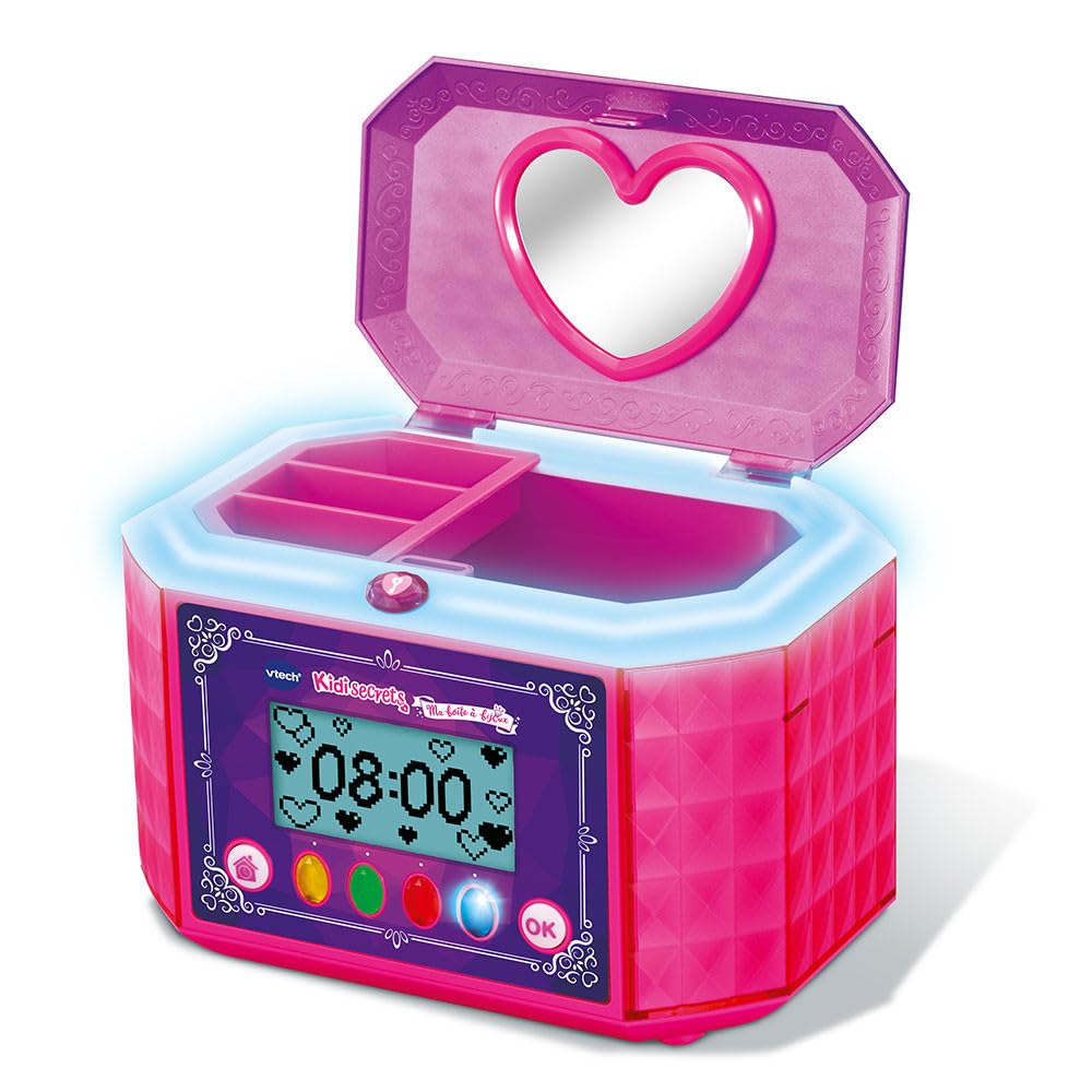 VTech - KidiSecrets, Meine Schmuckschatulle in Rosa, 8 in 1 mit Code, Lautsprecher, 9 Spiele, elektr