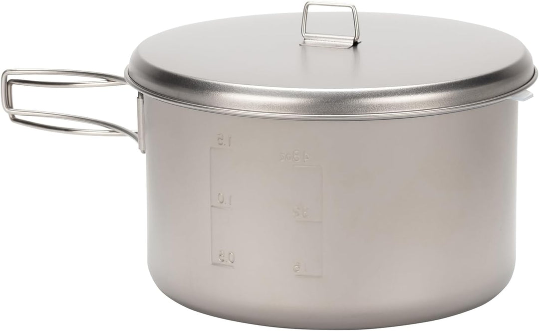 Snow Peak Titanium Cook & Save, Grau, 2 Liter, ultraleichter Kochtopf mit Titandeckel, für Camping &