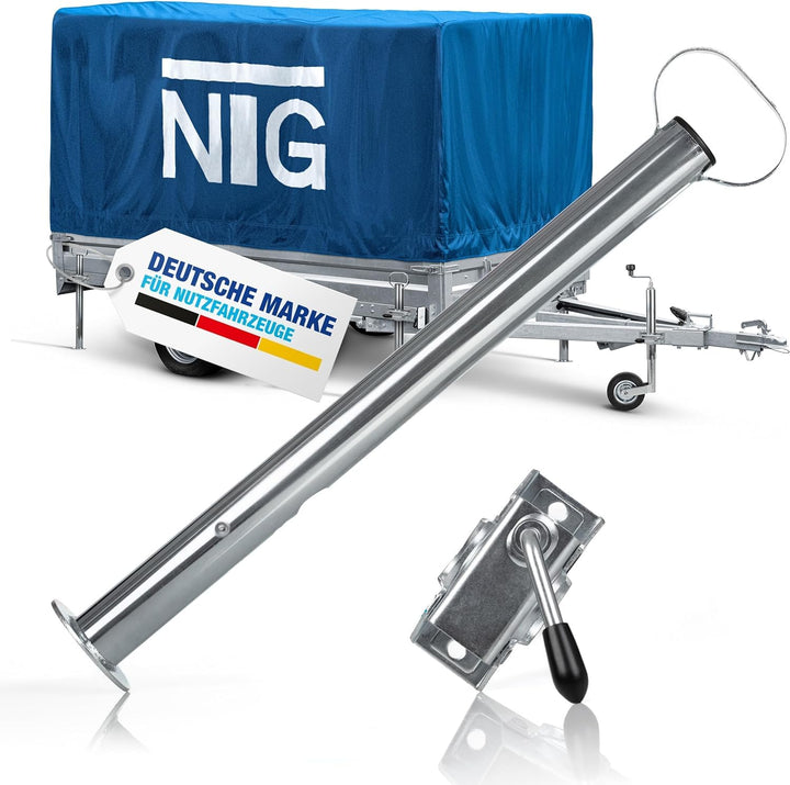 NTG Anhänger Stütze 600 mm 300 kg Traglast Ø48 mm - höhenverstellbar Stahl | Stützfuss Stützrad für