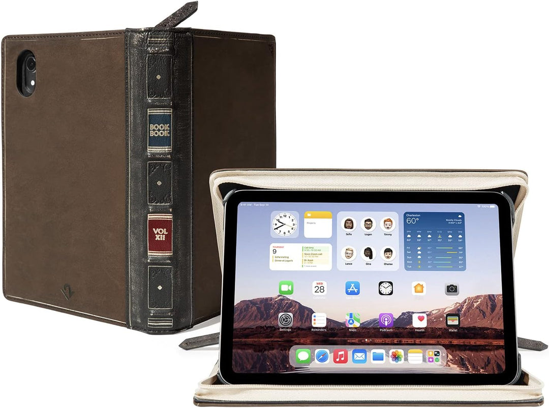 Twelve South BookBook Hülle für iPad Mini 6 | Hardcover Lederhülle mit Multi-Angle Viewing und Dokum