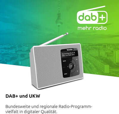 TechniSat DIGITRADIO 2 - Tragbares DAB+/UKW-Radio mit Akku (mit Bluetooth Audiostreaming, Weckfunkti