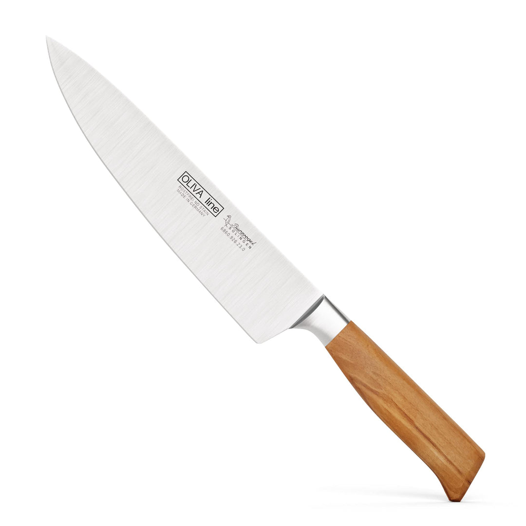 Burgvogel Solingen Kochmesser 23 cm geschmiedet Olivenholz, Oliva Line, rostfrei, deutsches Küchenme