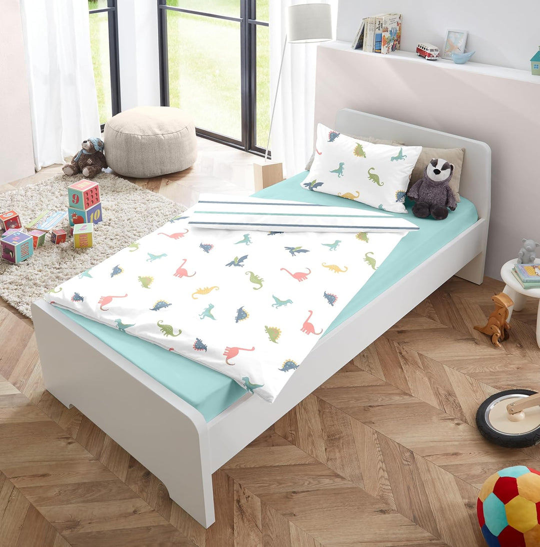 Soma Perkal Baby Wende Bettwäsche 100x135 cm Alpaka Lama Regenbogen weiss bunt Set inklusive passend