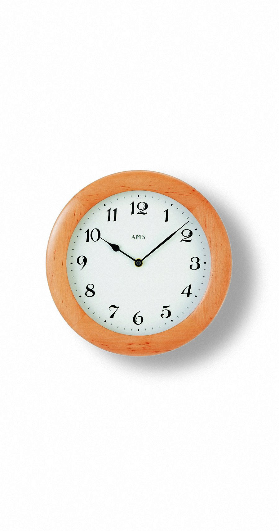 AMS Quarz-Wanduhr, Holz, Mehrfarbig, 35 x 35 x 12 cm