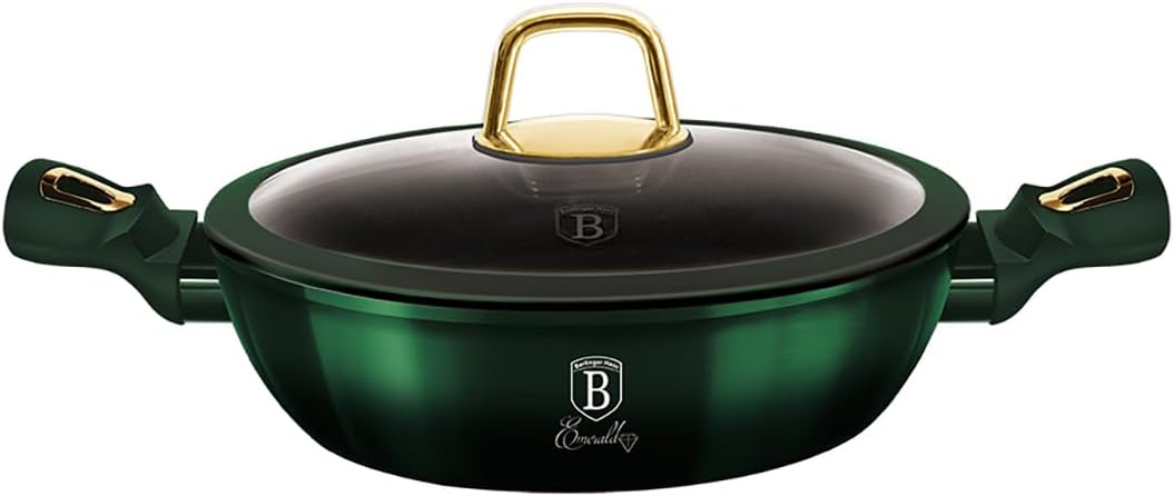 BerlingerHaus Emerald Collection Shallow Pfanne mit Deckel, 28 cm, BH/6060 emerald Edelstahl 18/8, G