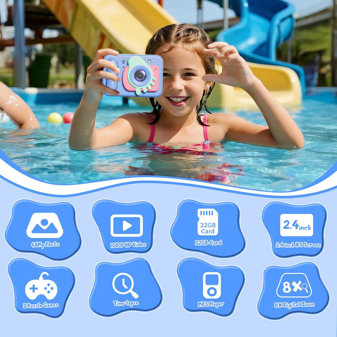 Upgrade Kinderkamera Sofortdruck für Jungen und Mädchen,1080P HD Dual-Linse Selfie Digitalkamera mit