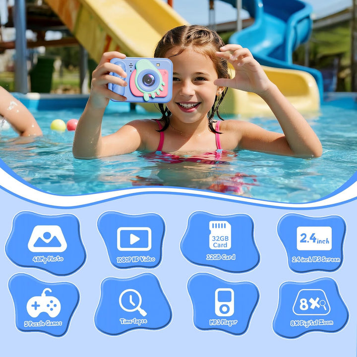 Upgrade Kinderkamera Sofortdruck für Jungen und Mädchen,1080P HD Dual-Linse Selfie Digitalkamera mit