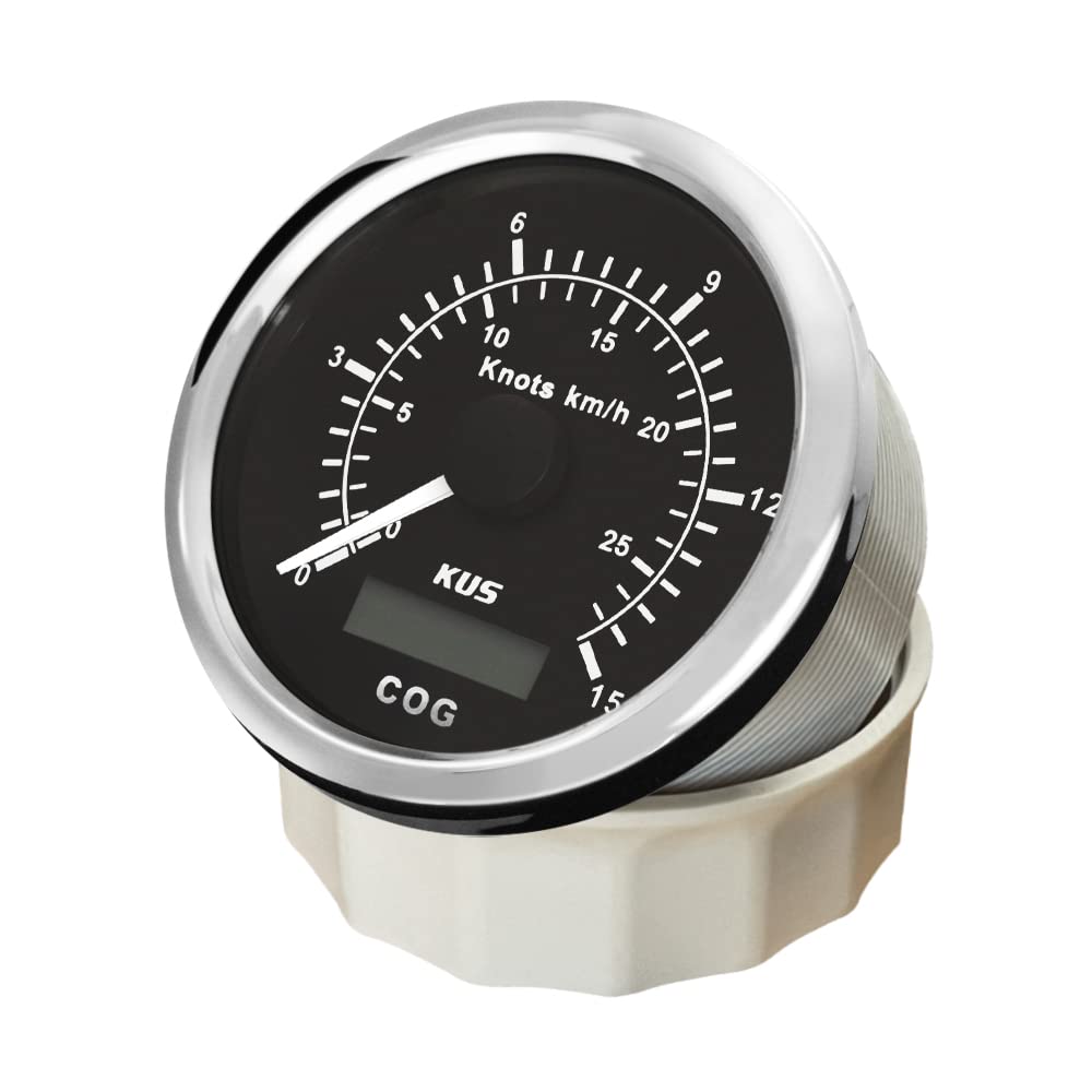 KUS Universal-GPS-Tacho, 15 Knoten, 28 km/h, Geschwindigkeitsmesser, für Boote, Yachten, 85 mm, mit