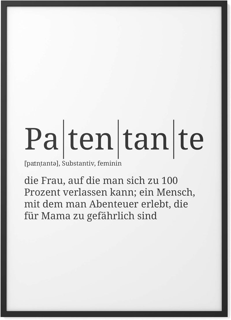 Papierschmiede® Definition: Patentante, DIN A1 (59x84 cm), XXL Poster für Wohnzimmer, Schlafzimmer,