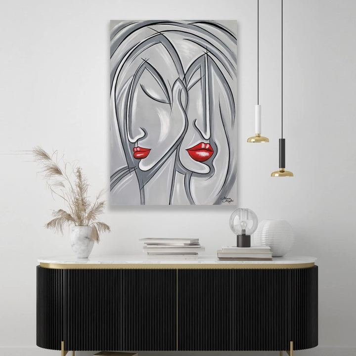Monica Mirafiori I 100% HANDGEMALT I Gemälde Doppelgesicht 100x70cm | Gemälde Handgemalt | Acrylgemä