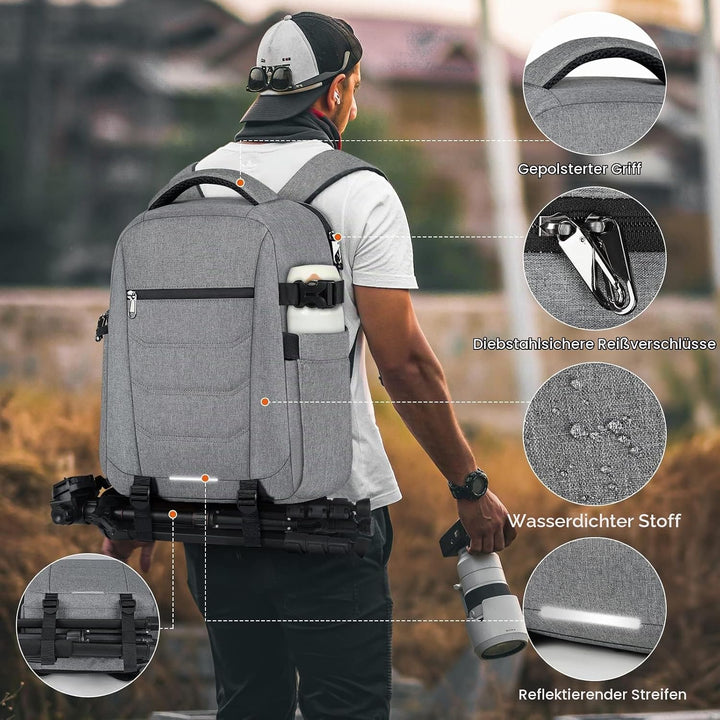 RAINSMORE Kamerarucksack Gross – Kameratasche Spiegelreflex für Fotografen, kamerarucksack mit 14 Zo