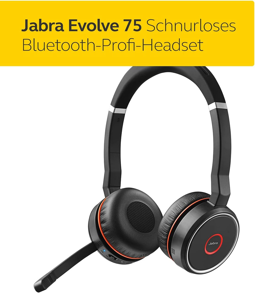 Jabra Evolve 75 UC Wireless Stereo On-Ear Headset – Unified Communications zertifizierte Kopfhörer m