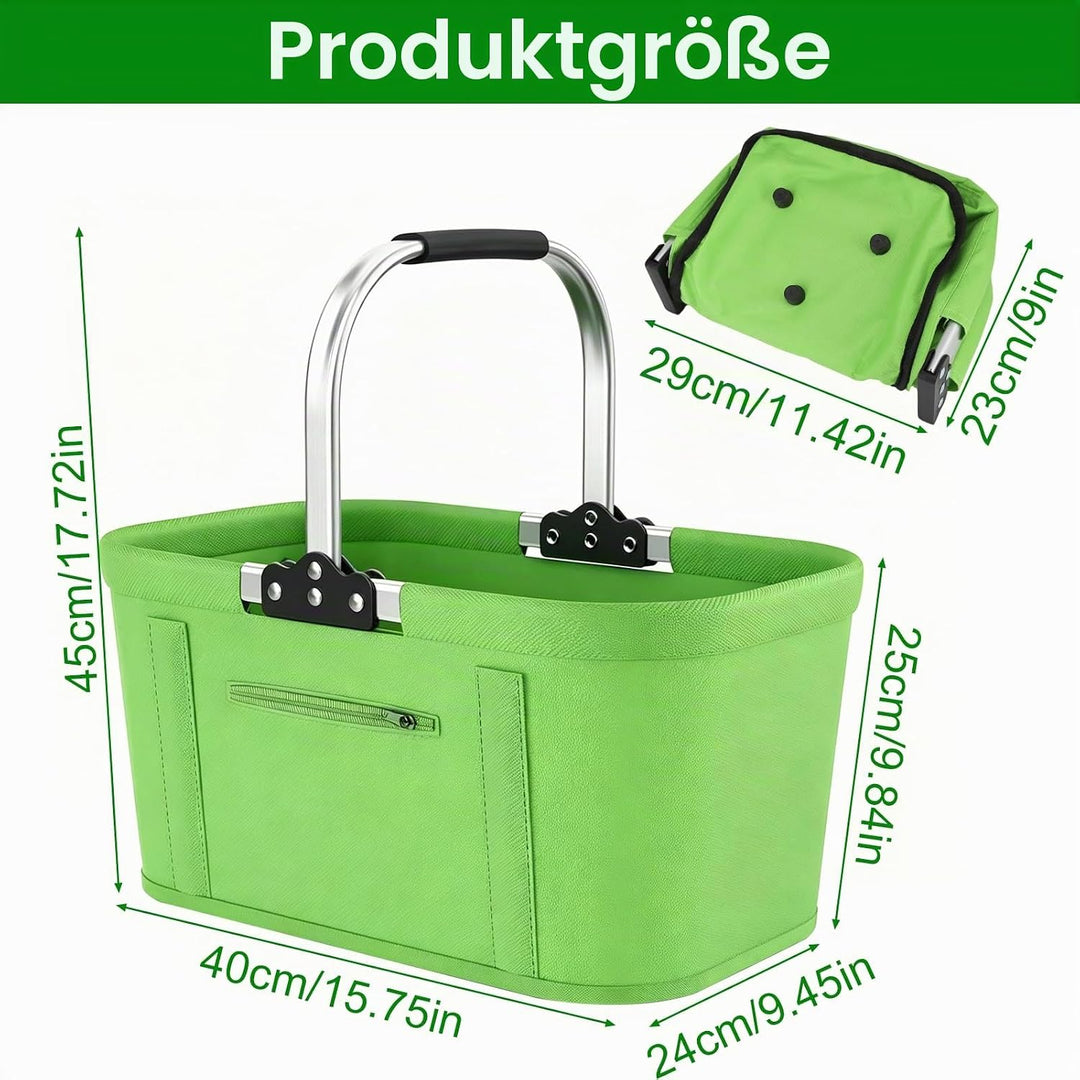 Einkaufskorb Faltbar 30L Gross Einkaufskorb Picknickkorb Tragekorb, Praktischer Klappkorb Einkaufsta