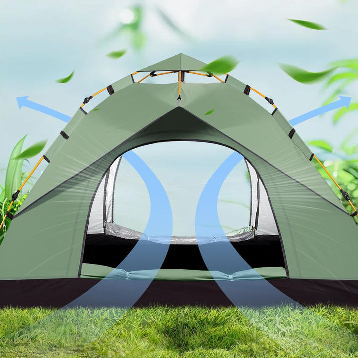 Leogreen Camping Zelt Automatik Kuppelzelt 3-4 Personen, Wasserdicht UV-Schutz Pop Up Zelt mit Trage