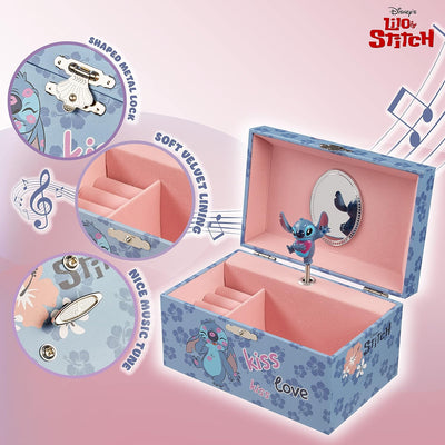 Disney Stitch Schmuckkästchen Mädchen Spieluhr Musikalische Schmuckschatulle für Kinder und Damen