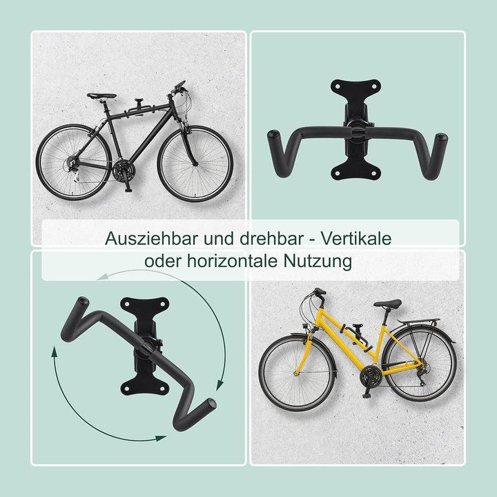 Relaxdays Fahrrad Wandhalterung, klappbar, 50 kg, Wohnung & Keller, HBT: 18x27,5x33 cm, Fahrradhalte