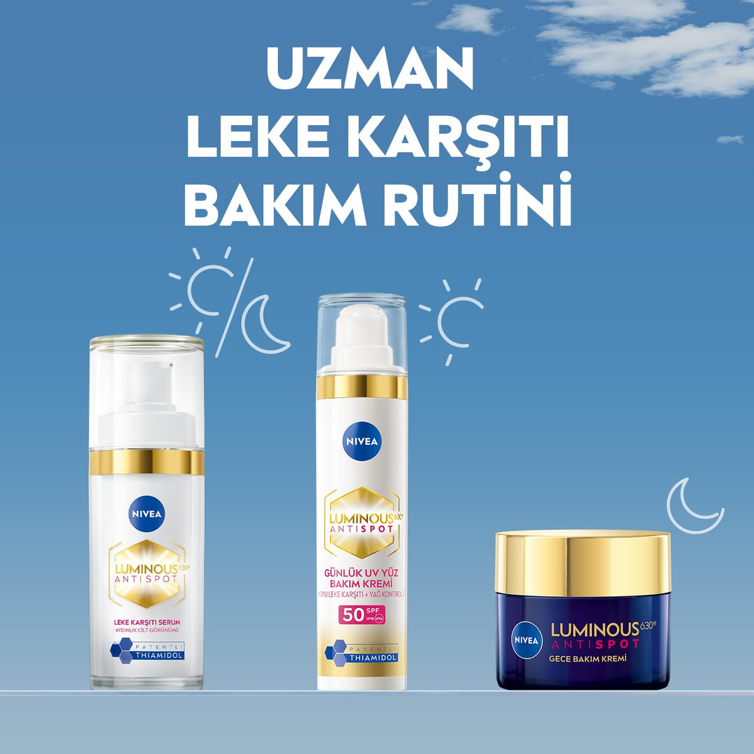 NIVEA Cellular LUMINOUS 630 Anti-Dark Spot Even Tone Nachtcreme, 50 ml, feuchtigkeitsspendende Gesic