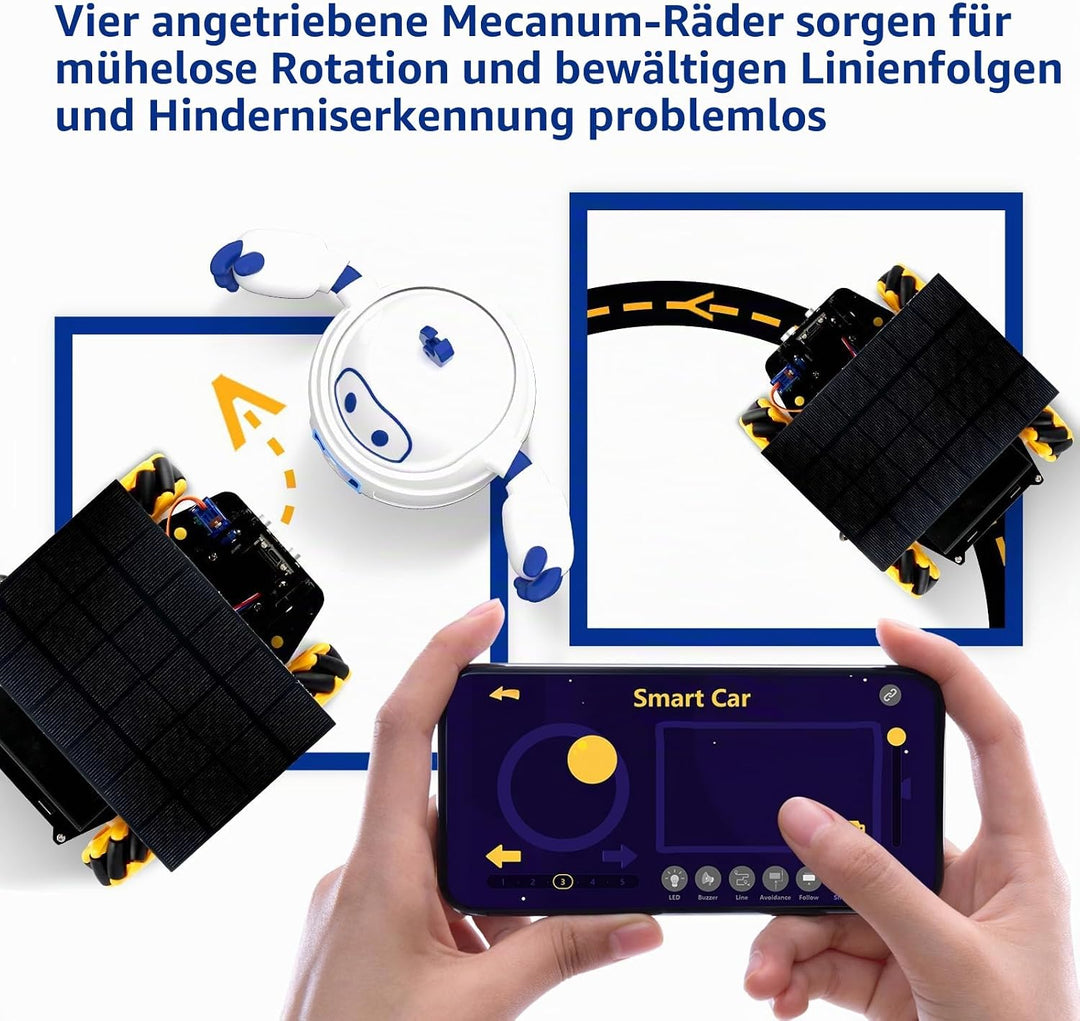 4-in-1-ESP32-Smart-Kamera-Solarroboterauto, 4WD-Fernbedienungsauto-Robotik-Kit für Kinder im Alter v