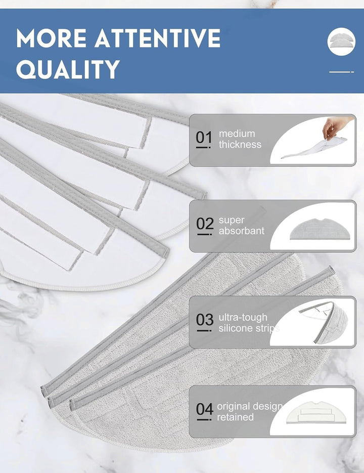 6 Stück 2.0 Wischtücher für Roborock S8 Pro Ultra Saugroboter, Silberionen Mikrofaser Wischtuch Ersa