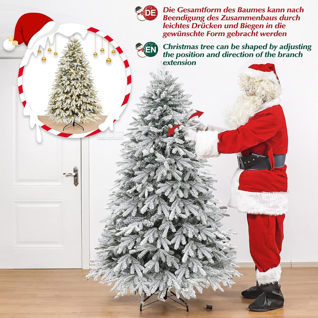 Yorbay Künstlicher Weihnachtsbaum mit Beleuchtung Weiss Schneeflocken LED Tannenbaum für Weihnachten