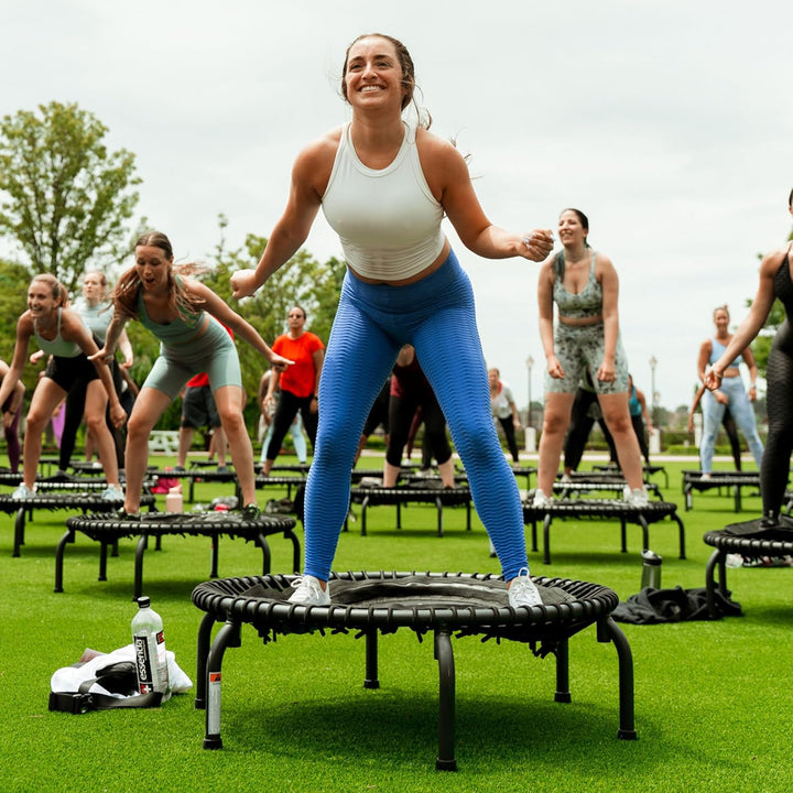 *Testsiegertrampolin* - JumpSport Fitnesstrampolin-Premium Minitrampolin- Einzelgummiseile (Modell 3