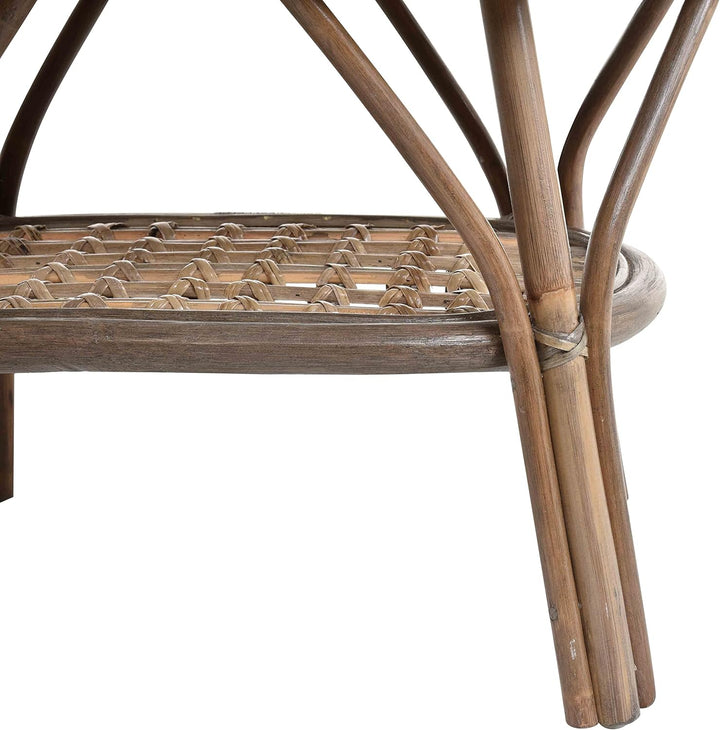 korb.outlet Rattan-Tisch/Beistelltisch Rund/Couchtisch Rattantisch Ablage (Oval - Grau Natur)