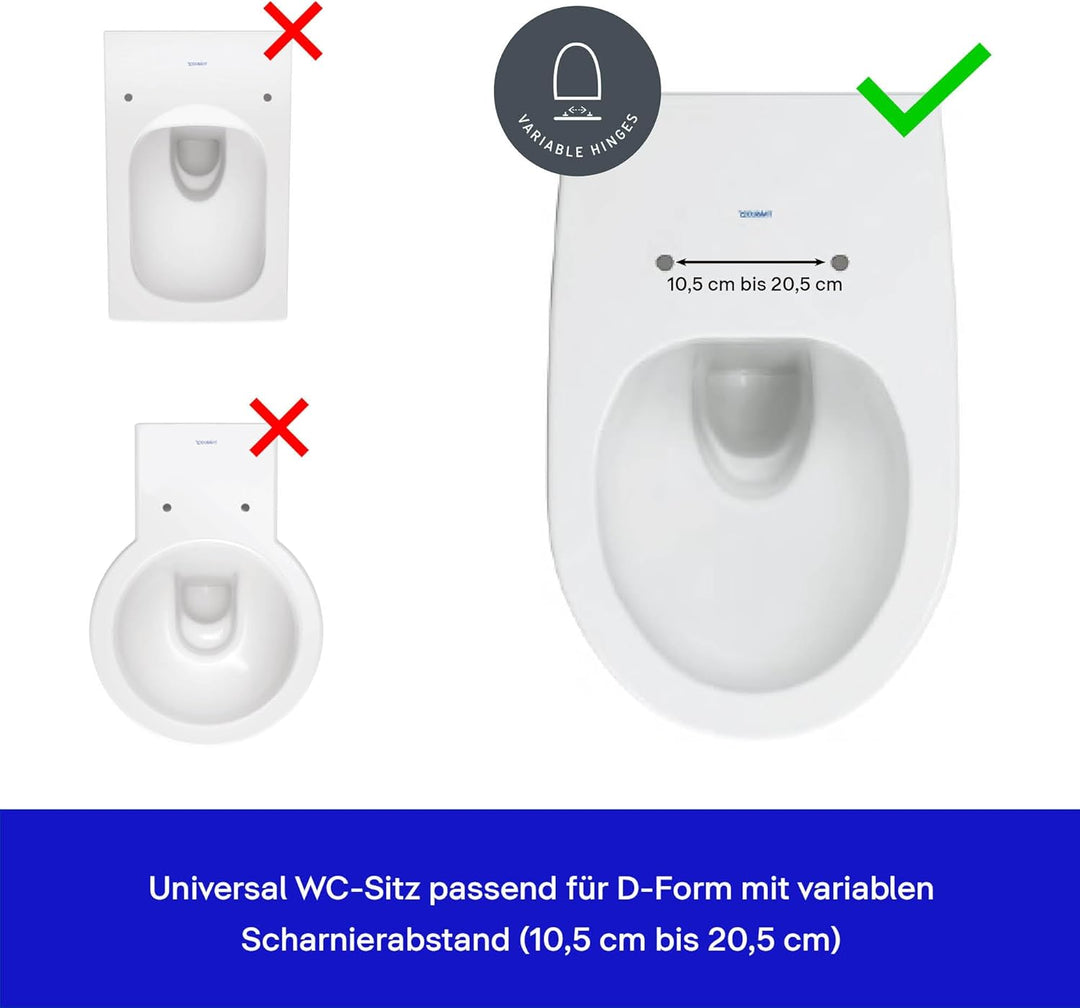 Duravit Universal Toilettendeckel mit Absenkautomatik, WC Sitz Quick Release für einfache Montage, K