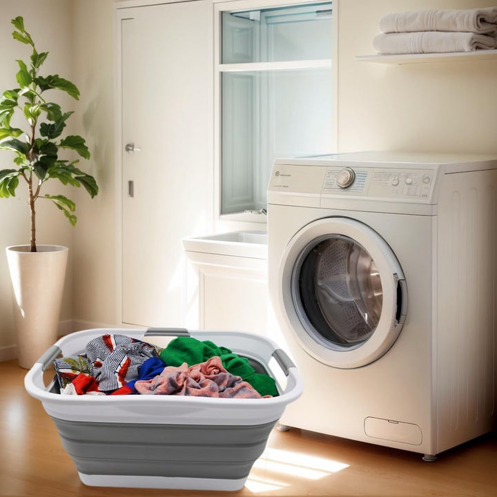 SAMMART 30L Faltbarer Wäschekorb aus Kunststoff – Faltbarer Pop-Up-Aufbewahrungsbehälter/Organizer –