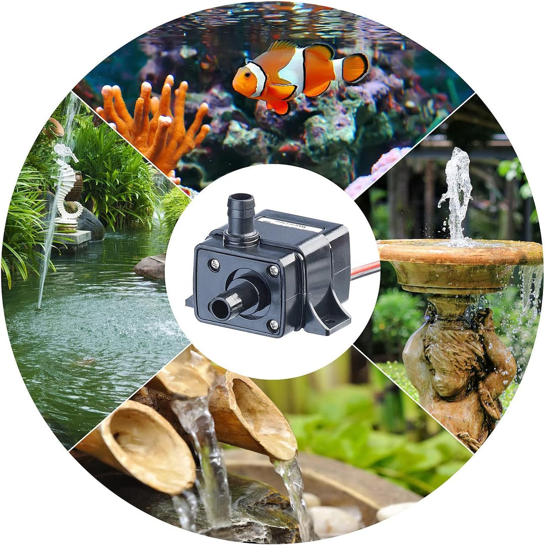 Royal Gardineer Brunnenpumpe: 2er-Set Mini-Wasserpumpen mit 240 l/h Kapazität,Förderhöhe bis 3m,12V