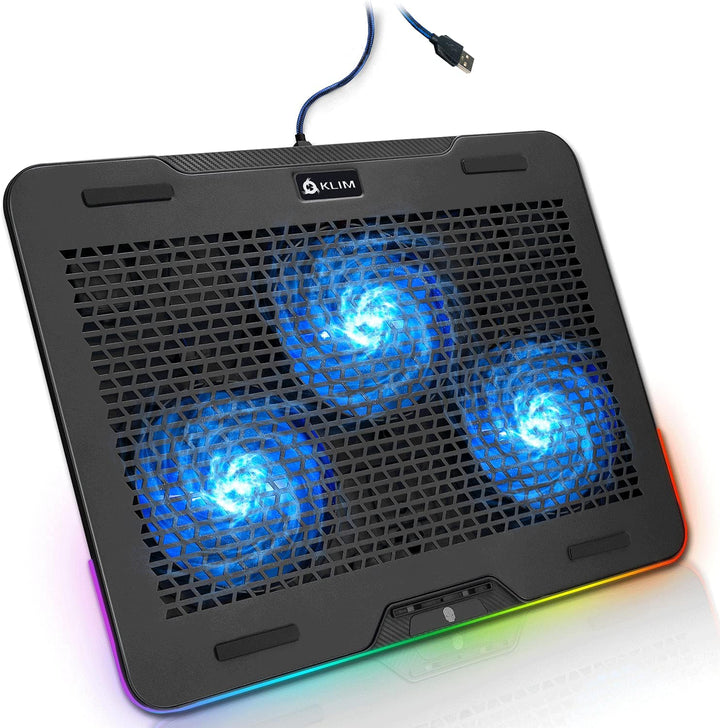 KLIM Aurora + Laptop-RGB-Kühler- 11 bis 17 Zoll + Laptop-Gaming-Kühlung + USB-Lüfter + Stabil und le