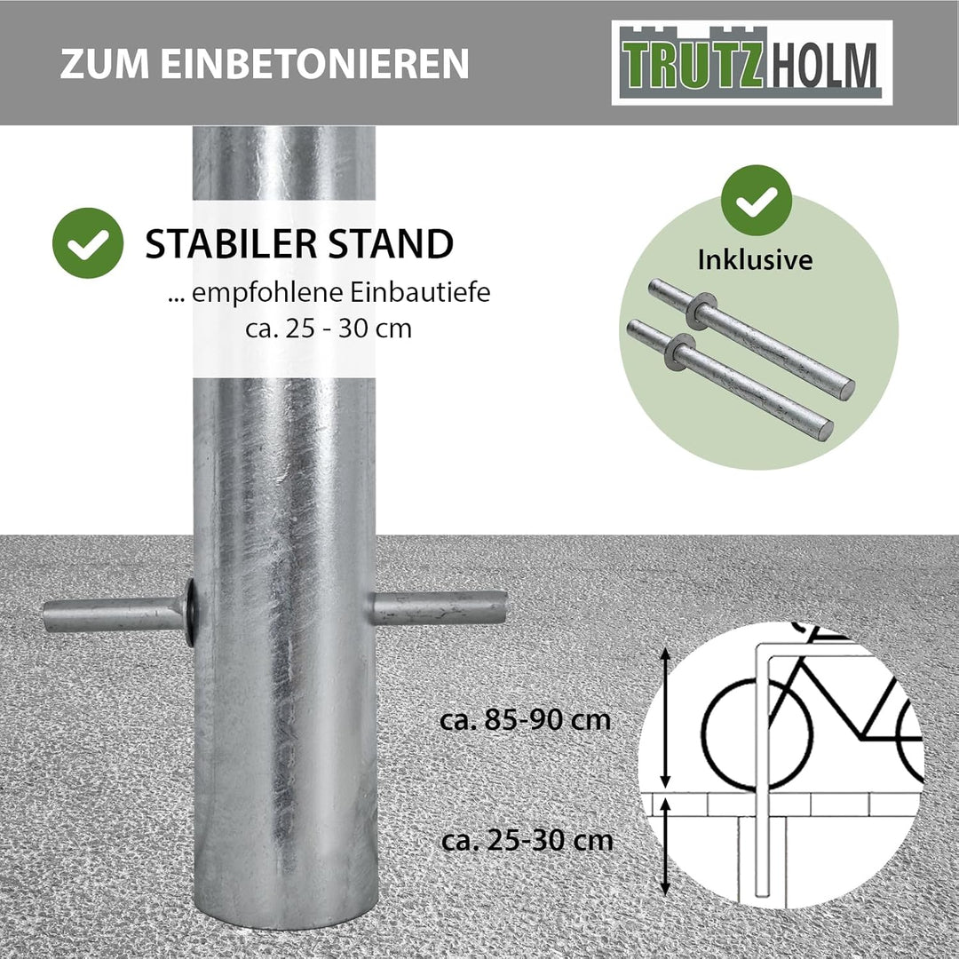 TRUTZHOLM Fahrradanlehnbügel 115 x 53 cm Stahl feuerverzinkt Rohrdurchmesser Ø 60 mm Fahrradständer