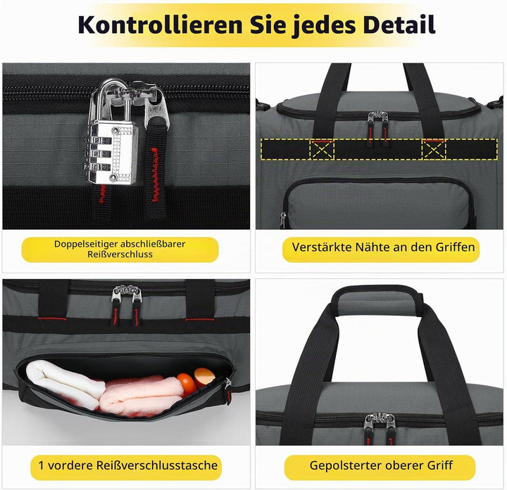 ZZY 55L Sporttasche Herren mit 2 Seitentaschen grosse Reisetasche für Fitness, Training und Reisen 5