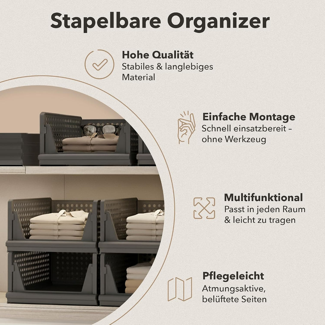 Ally Maison® Schrank Organizer 3er Set (Faltbar &amp; Stapelbar) – Kleiderschrank Organizer Boxen, platz